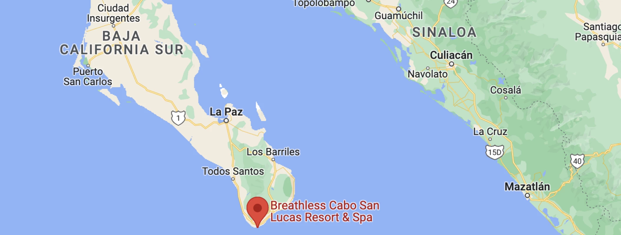 Google maps of Breathless Cabo San Lucas Resort & Spa