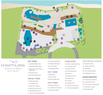 Resort map of breathless cancun soul resort and spa