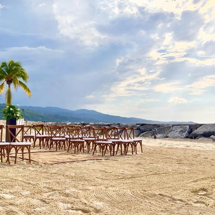 Ceremony decor in the barracuda beach at Breathless Montego Bay