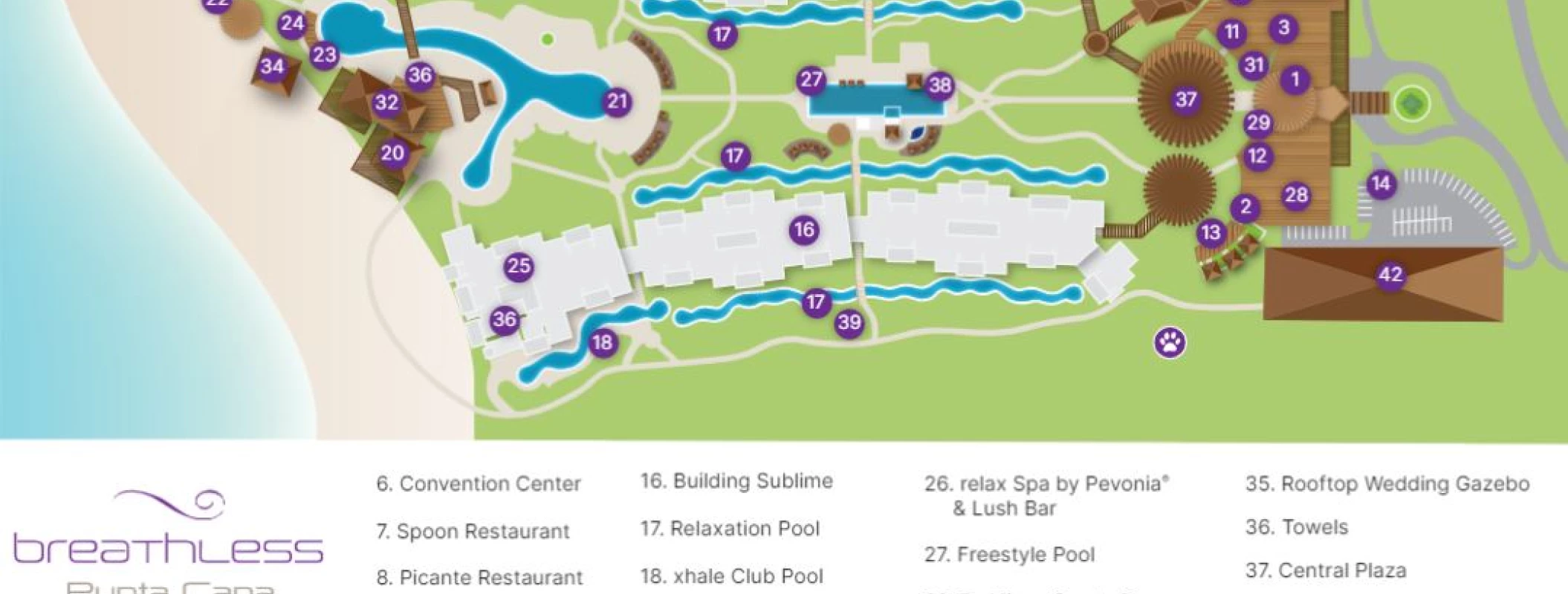 Resort map of Breathless Punta Cana Resort and Spa