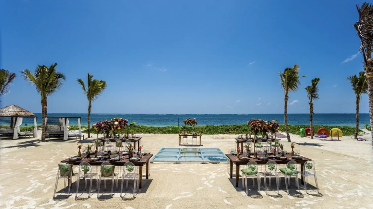 Dinner reception in the beach at breathless and secrets riviera cancun