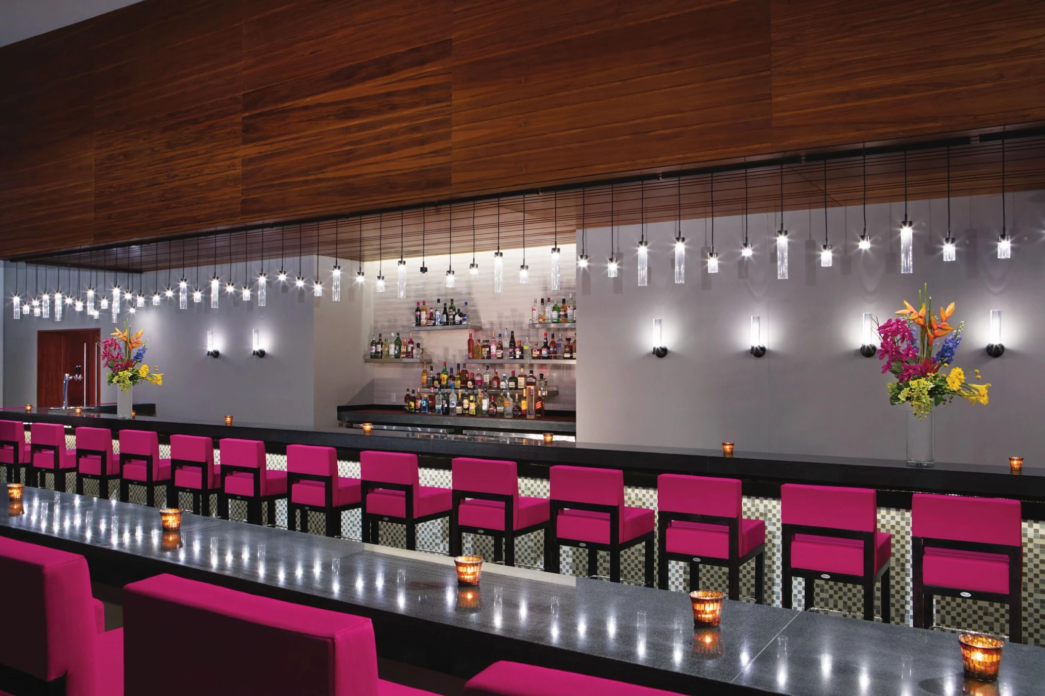 Breathless Riviera Cancun Showstopper Bar with pink seats