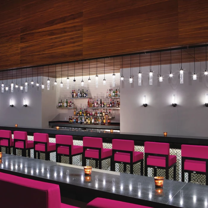 Breathless Riviera Cancun Showstopper Bar with pink seats