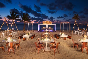 Breathless Riviera Cancun beach wedding reception area