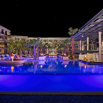 Breathless Riviera Cancun infinity pool at night