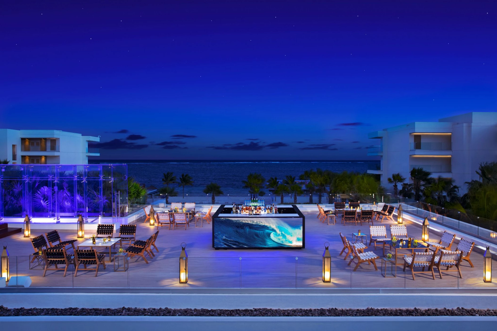 Breathless Riviera Cancun rooftop wedding reception area