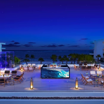 Breathless Riviera Cancun rooftop wedding reception area