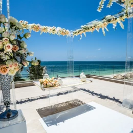 Wedding Ceremony in the love terrace at breathless riviera cancun