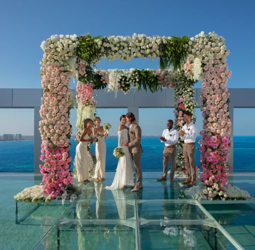 Ceremony on the rooftop terrace at Breathless Cancun Soul Resort & Spa