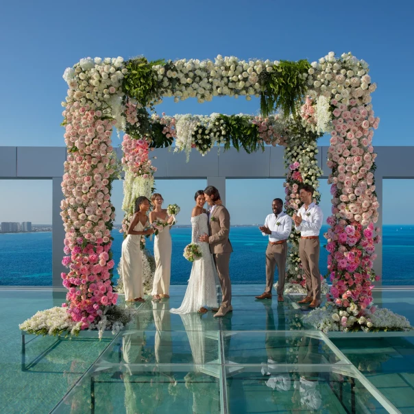 Ceremony on the rooftop terrace at Breathless Cancun Soul Resort & Spa