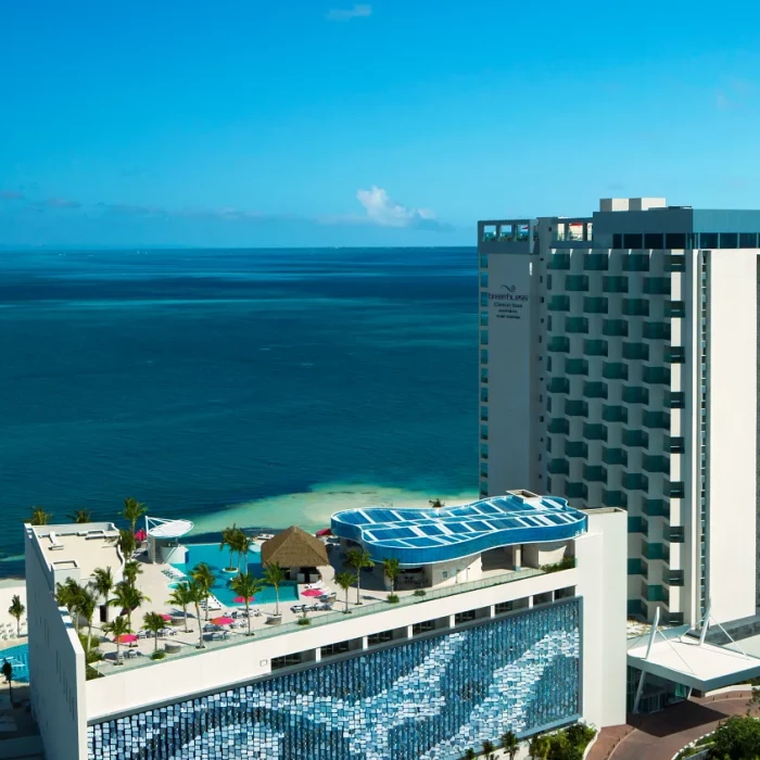 Aerial view of xhale rooftop at Breathless Cancun Soul Resort & Spa