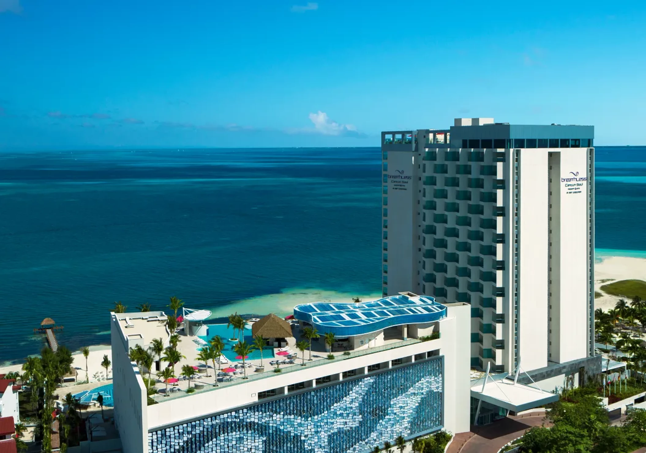 Aerial view of xhale rooftop at Breathless Cancun Soul Resort & Spa