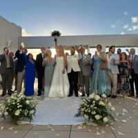 Ceremony in sunset terrace on xhale rooftop at Breathless Cancun Soul Resort and Spa