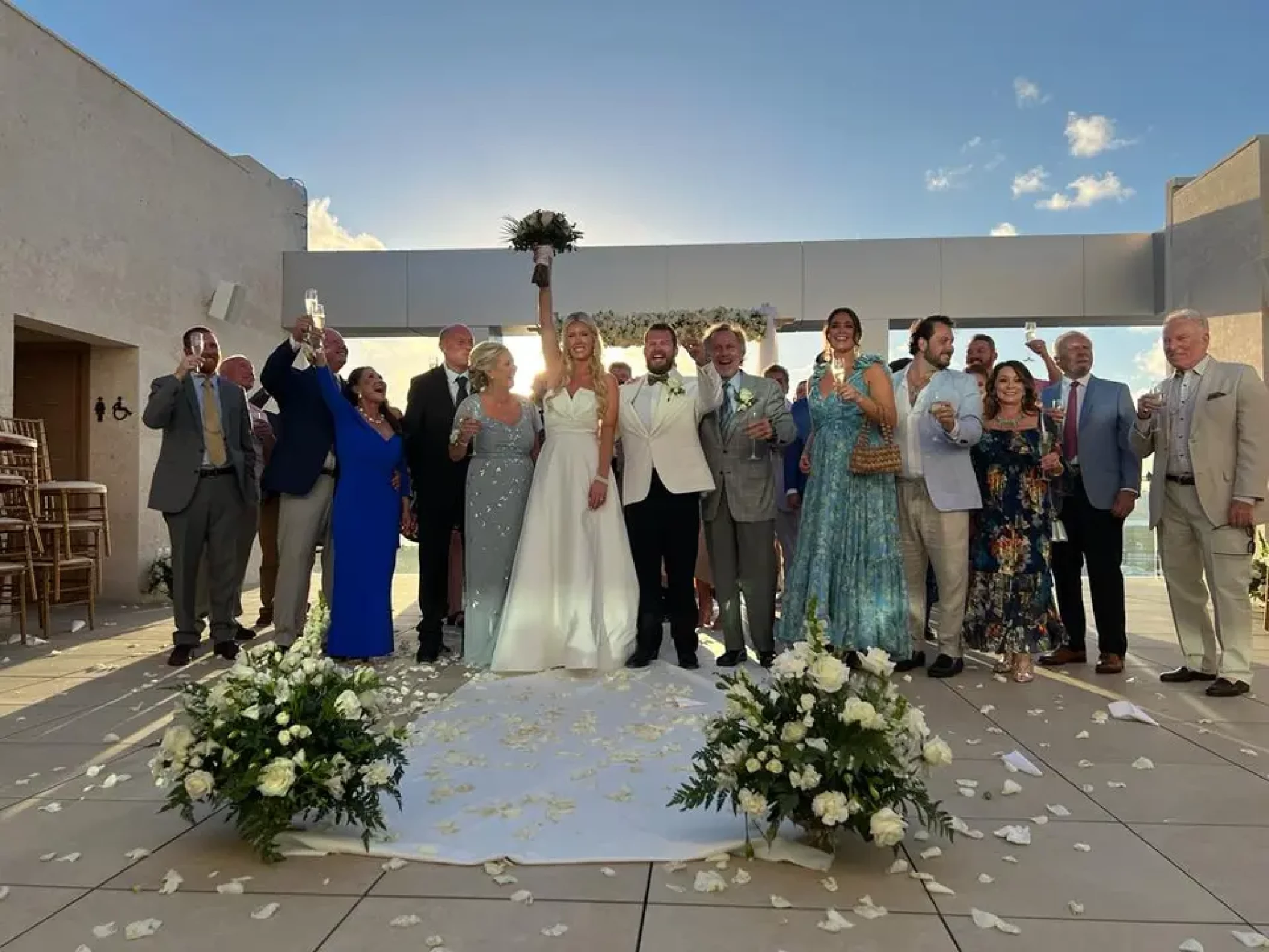 Ceremony in sunset terrace on xhale rooftop at Breathless Cancun Soul Resort and Spa