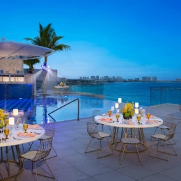 Dinner reception on the xcelerate rooftop at Breathless Cancun Soul Resort & Spa