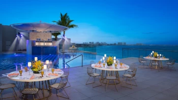 Dinner reception on the xcelerate rooftop at Breathless Cancun Soul Resort & Spa