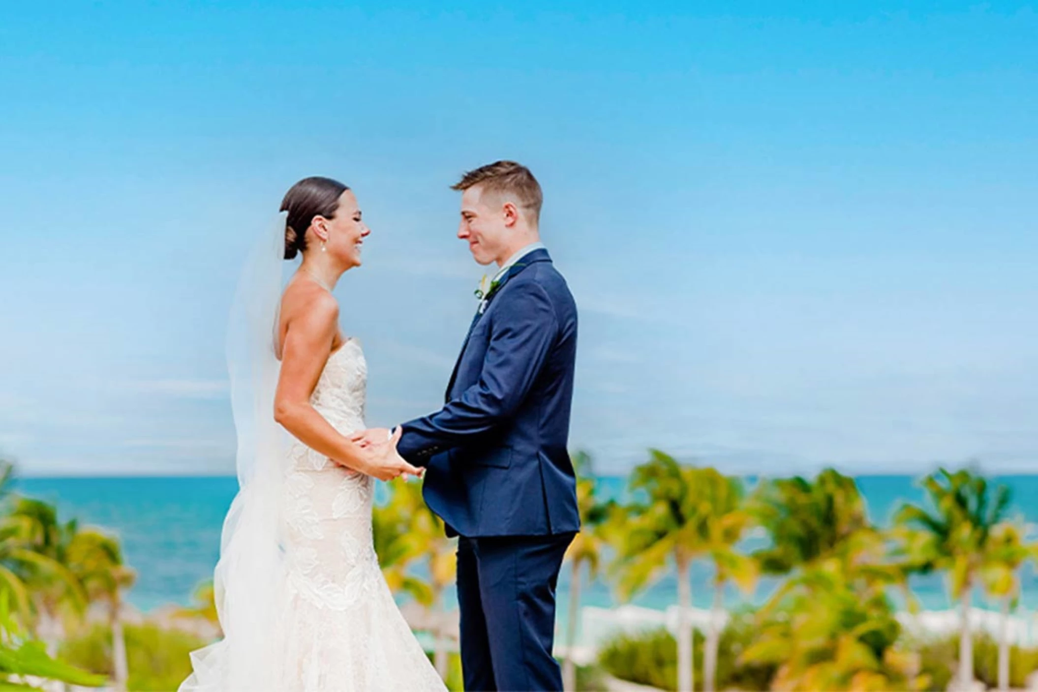 bride and groom at majestic mirage costa mujeres