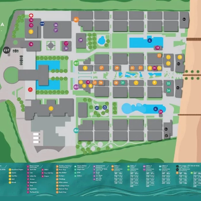 Resort map of Catalonia Grand Costa Mujeres All Suites & Spa