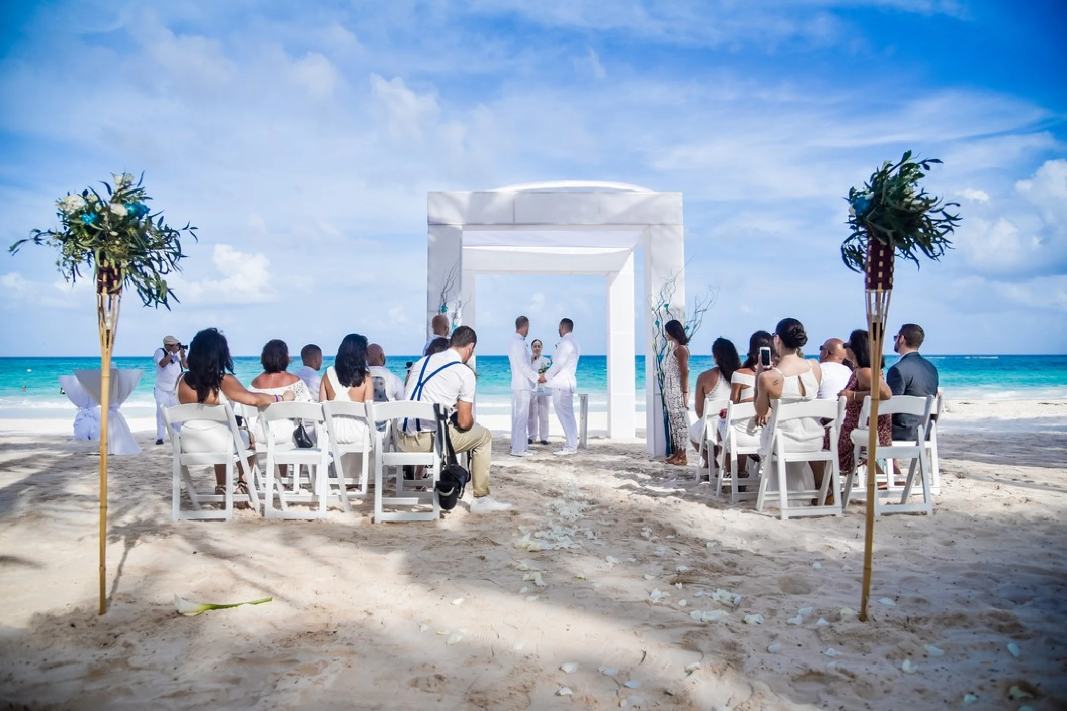 Ceremony decor on the beach at Catalonia royal tulum