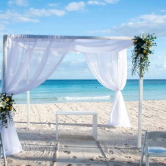 Ceremony decor on the beach at Catalonia royal tulum