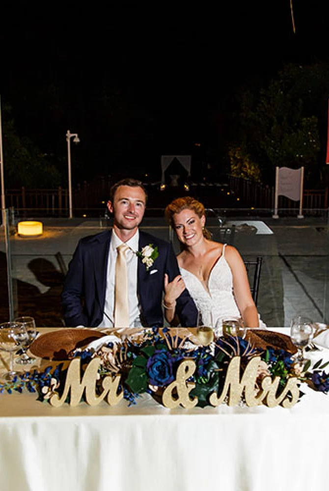 Couple at their wedding reception.