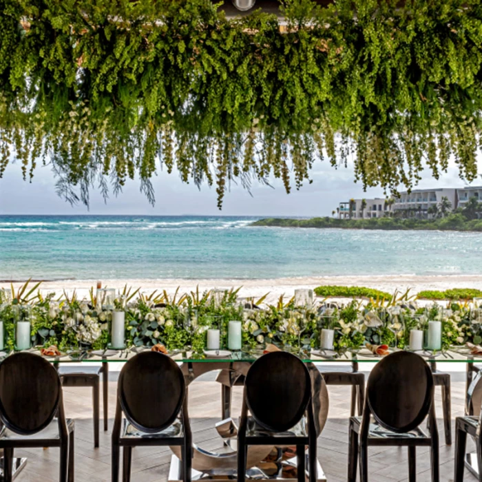 Conrad Tulum Crudo Terrace wedding reception setup