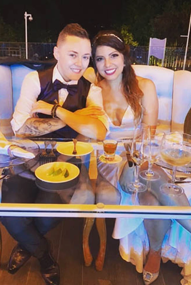 newlyweds at their dinner