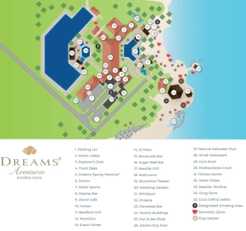 Resort map of Dreams Aventuras Riviera Maya