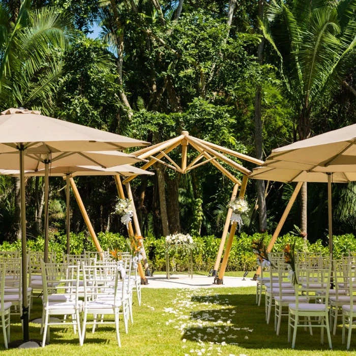 Ceremony on the garden Bahia Mita at Secrets Bahia Mita Surf and Spa.