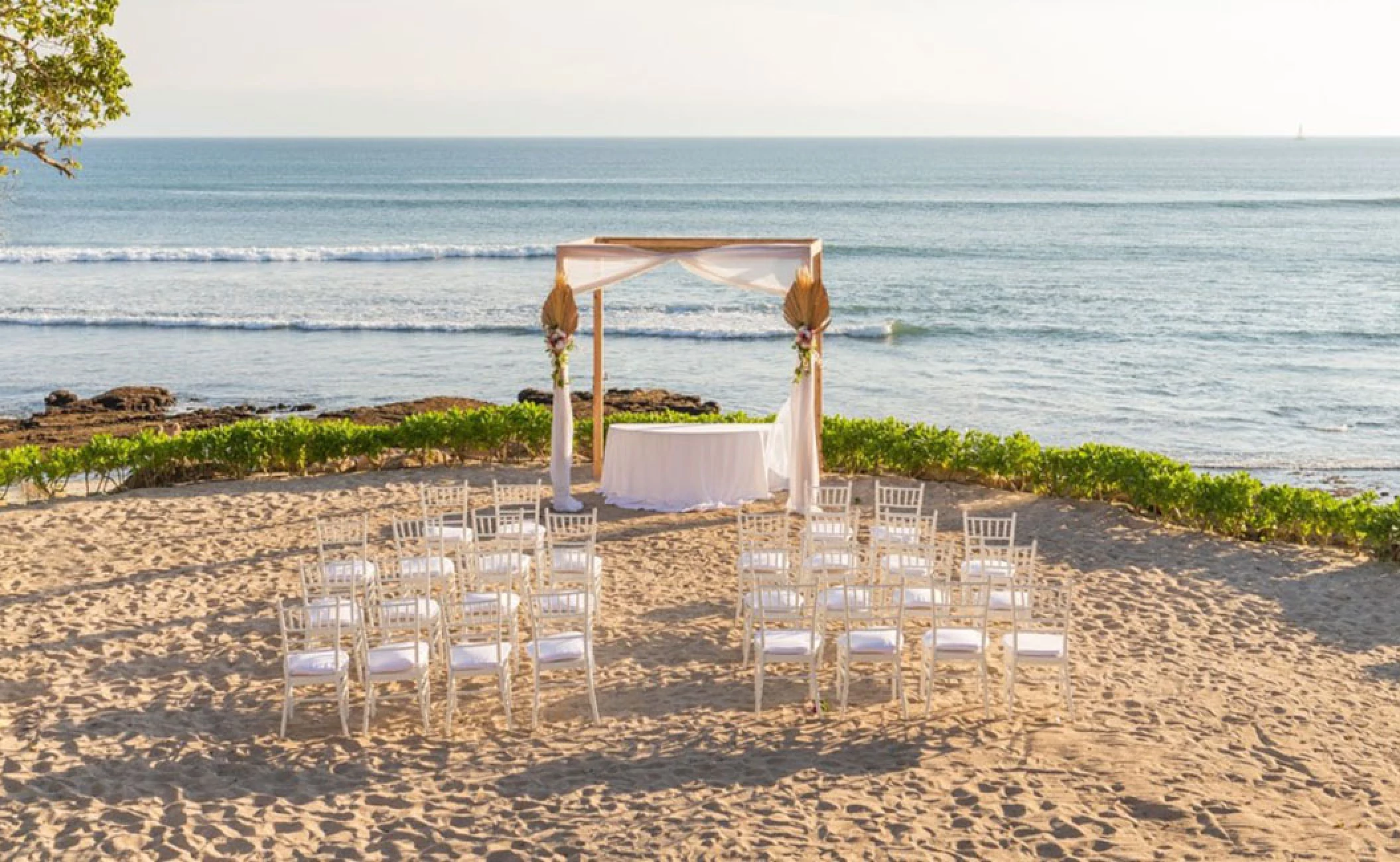 Ceremony decor on the sand terrace at Dreams Bahia Mita Surf and Spa
