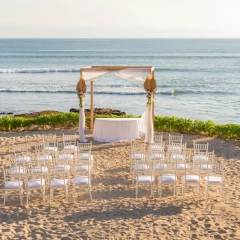 Ceremony decor on the sand terrace at Dreams Bahia Mita Surf and Spa