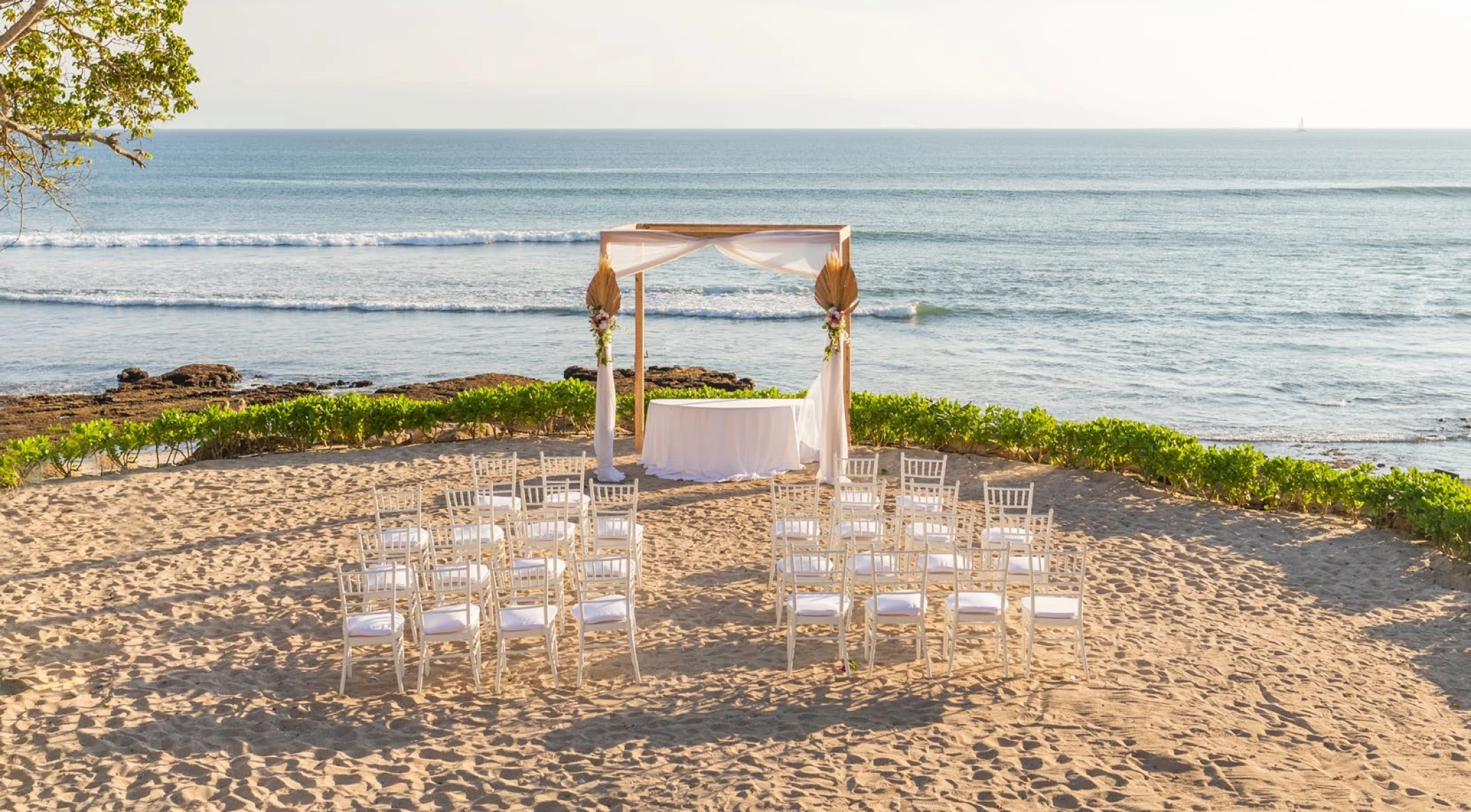 Ceremony decor on the sand terrace at Dreams Bahia Mita Surf and Spa