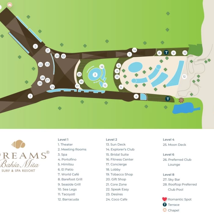 Resort map of Dreams Bahia Mita Surf and Spa