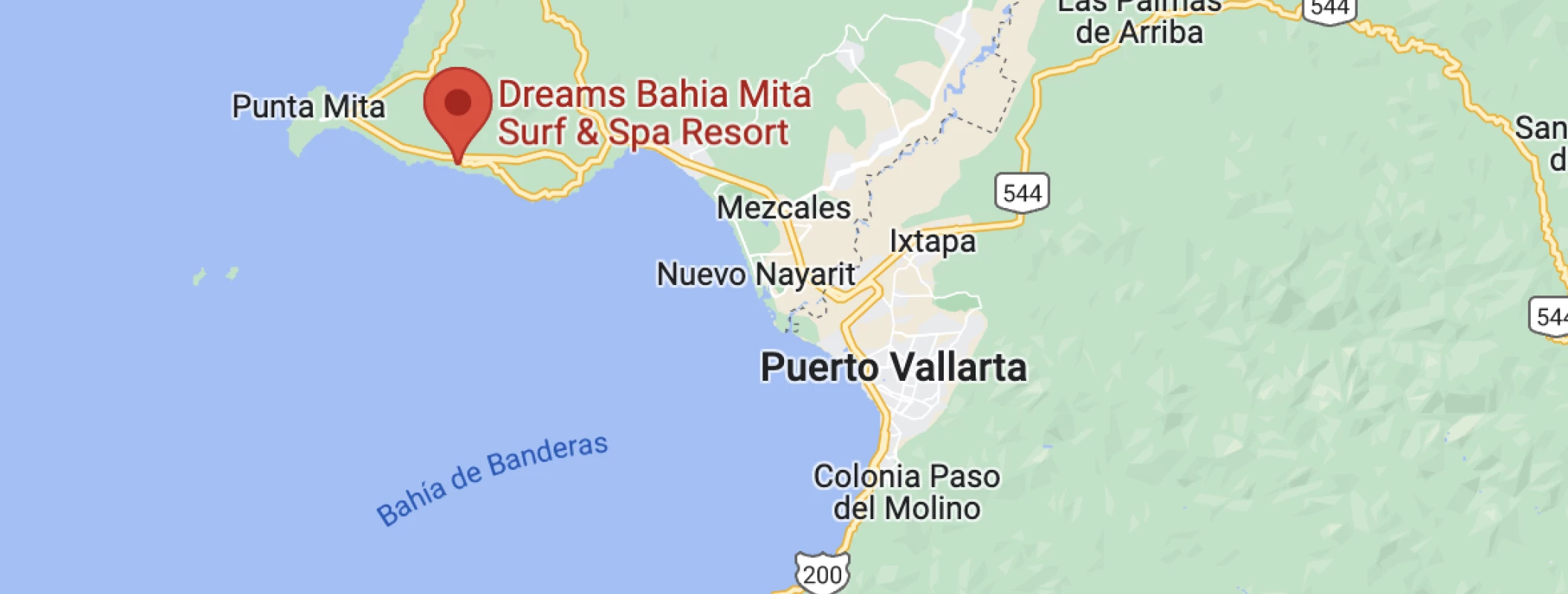 Google maps of Dreams Bahia Mita Surf and Spa Resort