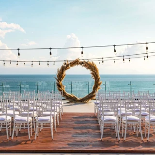 Ceremony decor on Presidential suite marietas terrace at Dreams Bahia Mita Surf and Spa