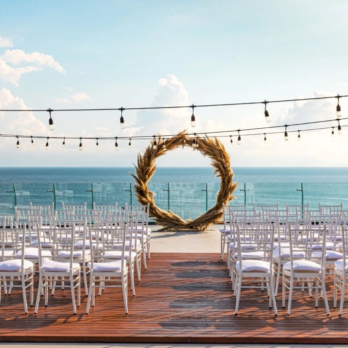 Ceremony decor on Presidential suite marietas terrace at Dreams Bahia Mita Surf and Spa