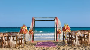 Symbolic ceremony in the beach venue at Dreams Jade resort and spa