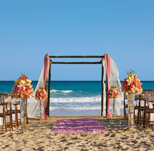 Symbolic ceremony in the beach venue at Dreams Jade resort and spa