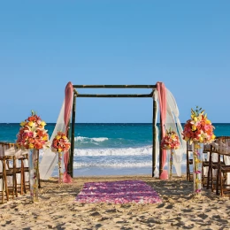 Symbolic ceremony in the beach venue at Dreams Jade resort and spa