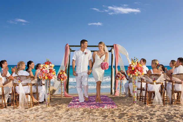 Symbolic ceremony in the beach venue at Dreams Jade resort and spa