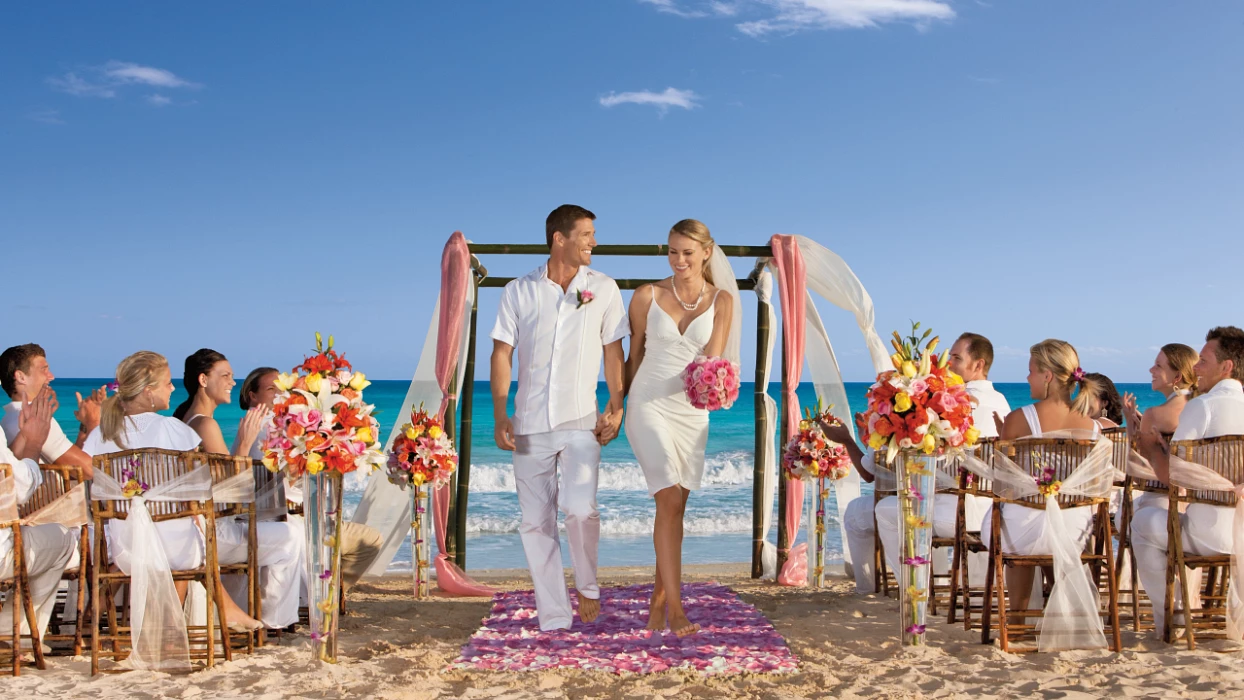 Symbolic ceremony in the beach venue at Dreams Jade resort and spa