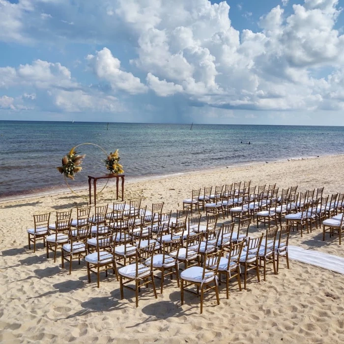 Ceremony decor on the beach at Dreams Jade Resort and Spa