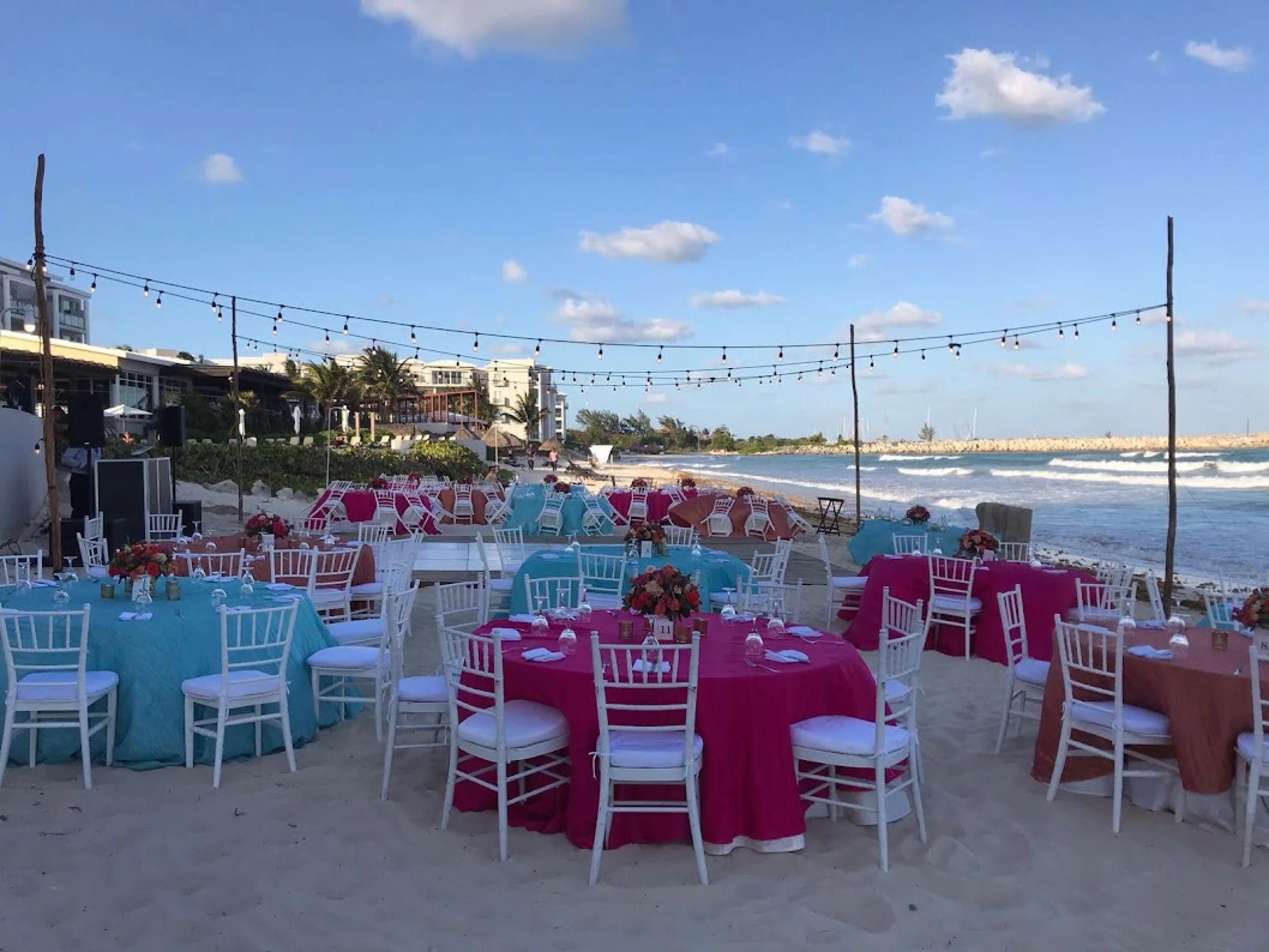 Dinner reception on the beach at Dreams Jade Resort and Spa