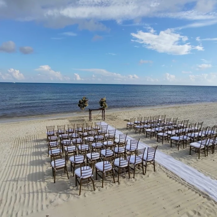 Ceremony decor on the beach at Dreams Jade Resort and Spa