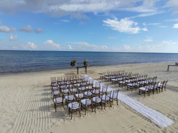 Ceremony decor on the beach at Dreams Jade Resort and Spa