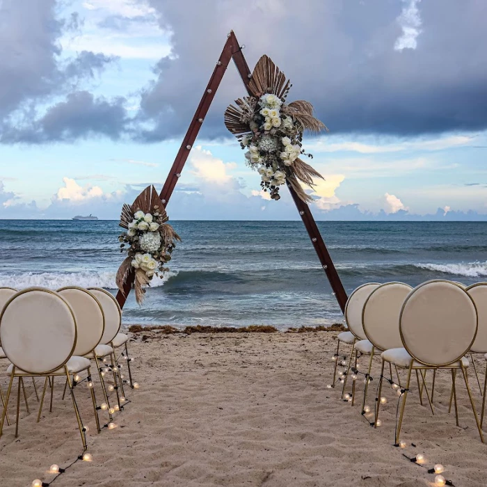 Ceremony decor on the beach at Dreams Jade Resort and Spa