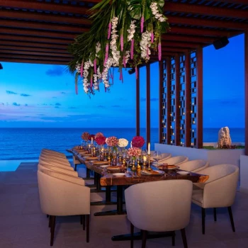 Dinner reception in Pergola deck wedding venue at Dreams Jade Resort and Spa