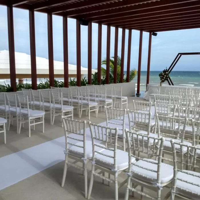 Ceremony decor on the beach at Dreams Jade resort and spa