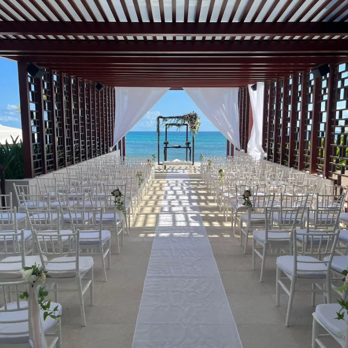 Ceremony decor on the pergola deck at Dreams Jade resort and spa