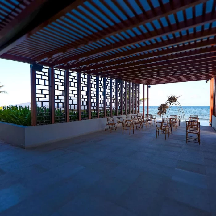 Ceremony decor on the pergola deck at Dreams jade resort and spa